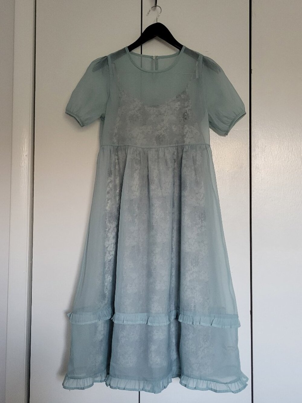 Sylphide - dreamy light blue cottagecore two-piece dress set, small